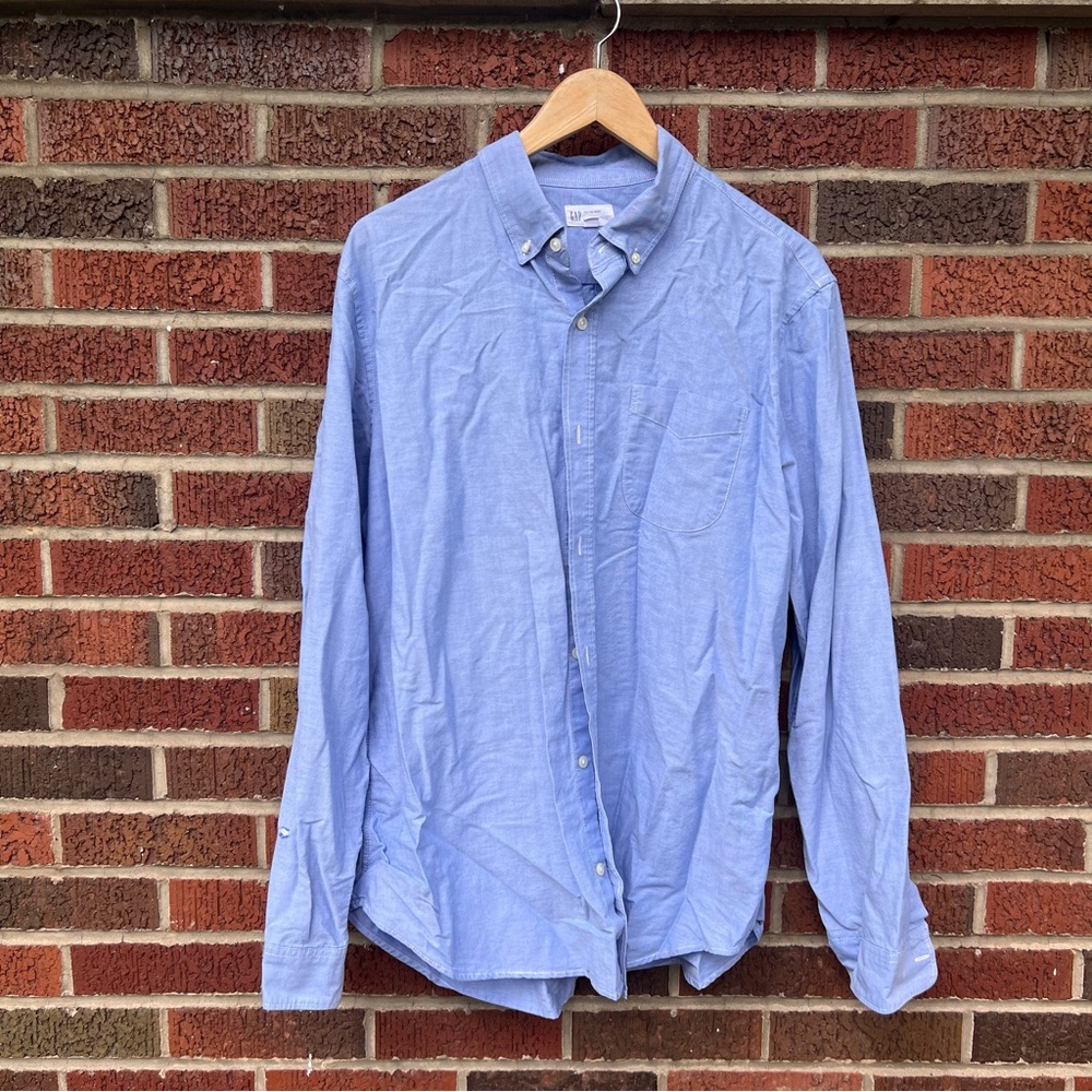 Gap Sky Blue Collared Button Down Dress Shirt - image 1